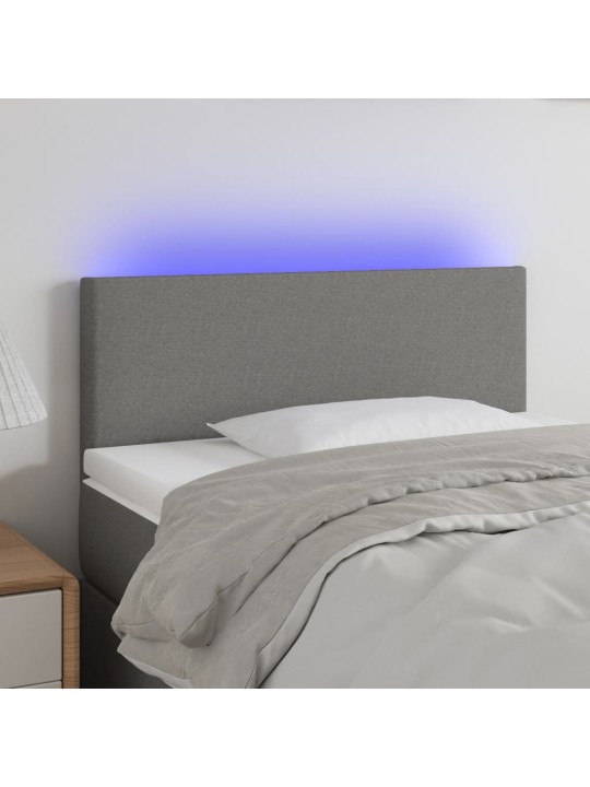 Gultas galvgalis ar led, 90x5x78/88 cm, tumši pelēks audums