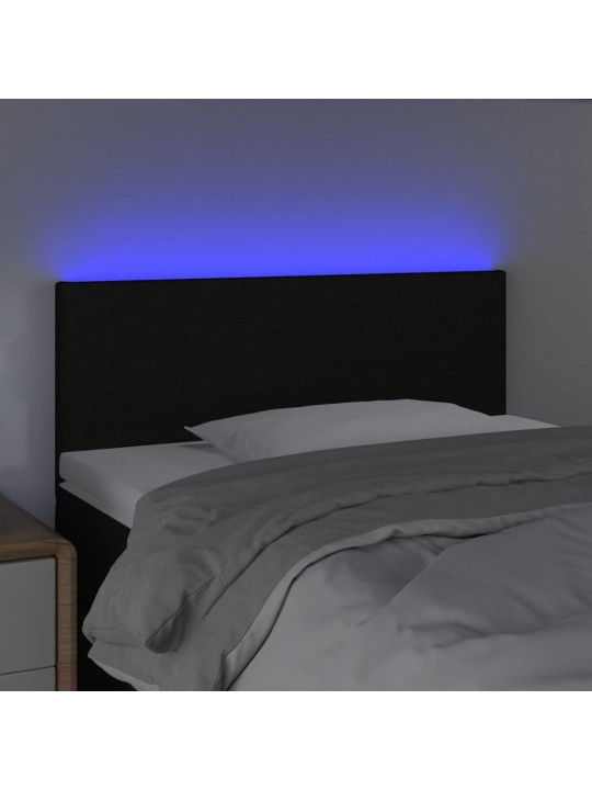 Gultas galvgalis ar led, 90x5x78/88 cm, melns audums