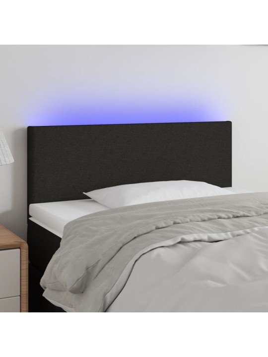 Gultas galvgalis ar led, 90x5x78/88 cm, melns audums