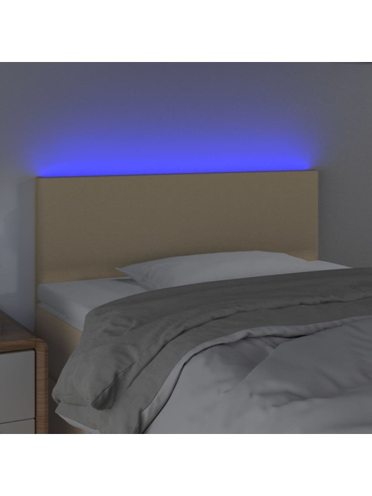 Gultas galvgalis ar led, 90x5x78/88 cm, krēmkrāsas audums