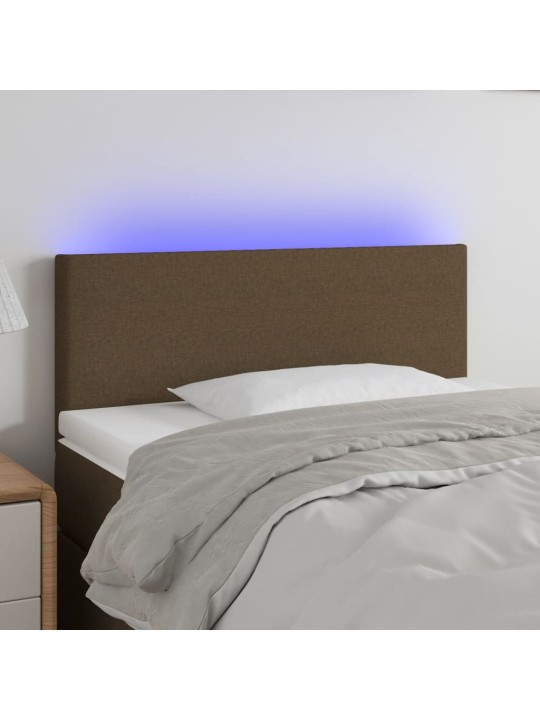 Gultas galvgalis ar LED, 100x5x78/88 cm, tumši brūns audums