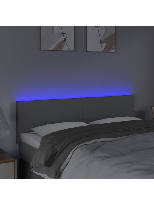 Gultas galvgalis ar LED, 144x5x78/88 cm, gaiši pelēks audums