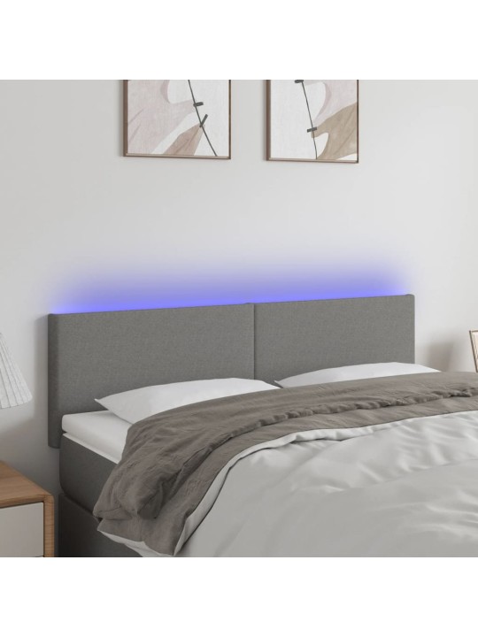 Gultas galvgalis ar LED, 144x5x78/88 cm, tumši pelēks audums