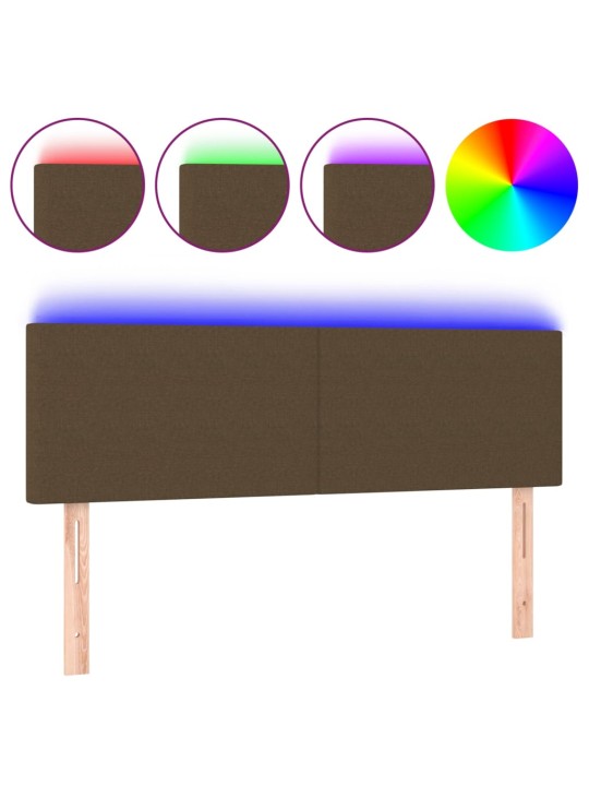 Gultas galvgalis ar LED, 144x5x78/88 cm, tumši brūns audums