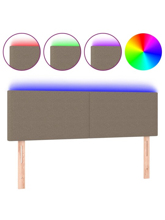 Gultas galvgalis ar LED, 144x5x78/88 cm, pelēkbrūns audums