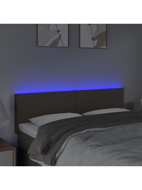 Gultas galvgalis ar LED, 144x5x78/88 cm, pelēkbrūns audums