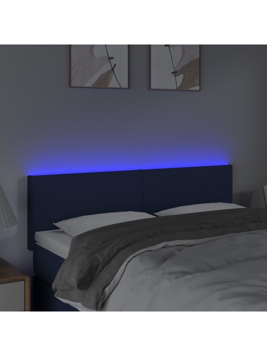 Gultas galvgalis ar LED, 144x5x78/88 cm, zils audums