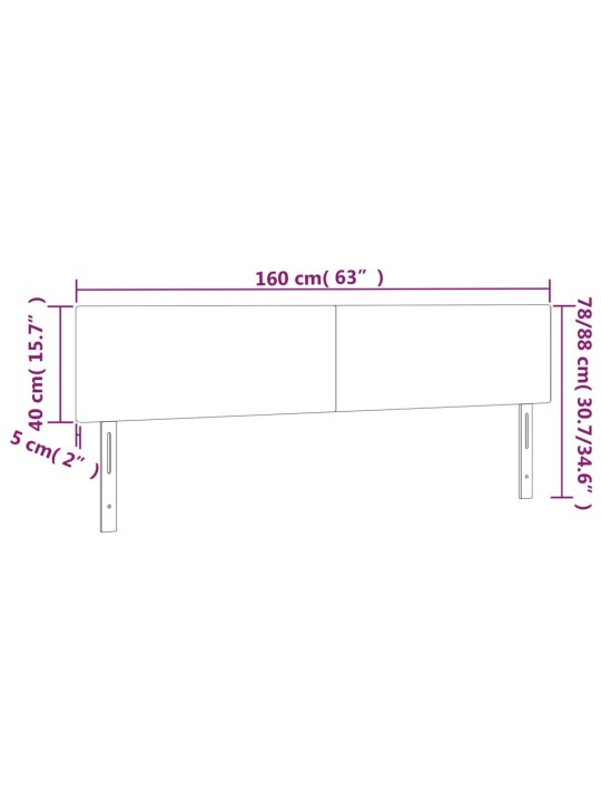 Gultas galvgalis ar LED, 160x5x78/88 cm, tumši pelēks audums