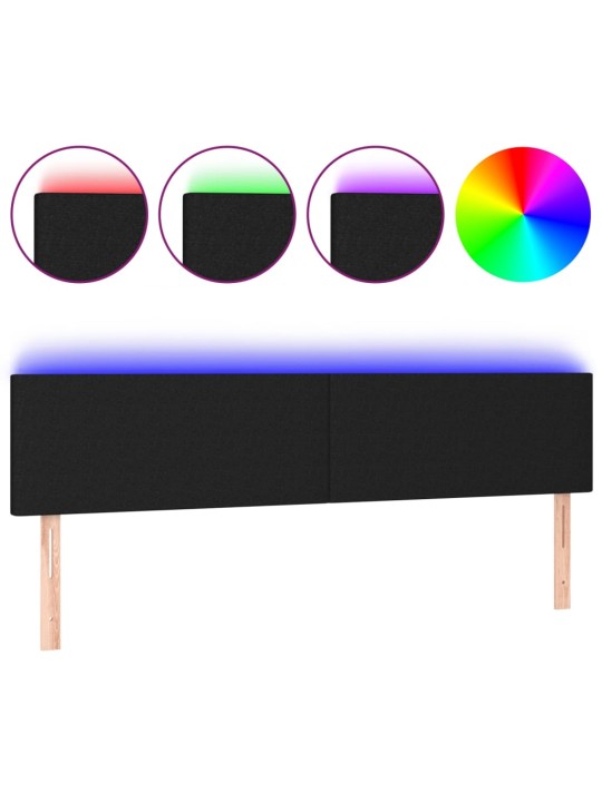 Gultas galvgalis ar LED, 160x5x78/88 cm, melns audums