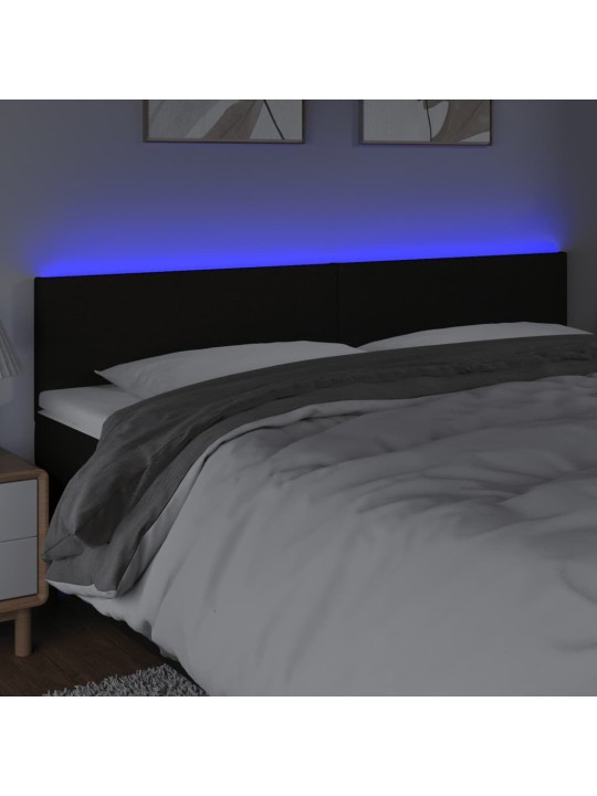 Gultas galvgalis ar LED, 180x5x78/88 cm, melns audums