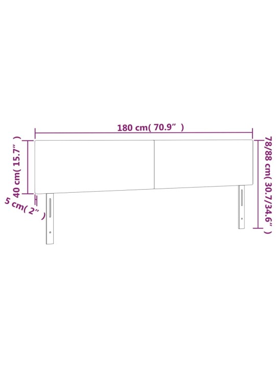 Gultas galvgalis ar led, 180x5x78/88 cm, tumši brūns audums