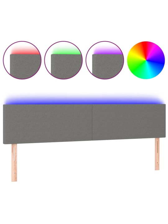 Gultas galvgalis ar led, 200x5x78/88 cm, tumši pelēks audums