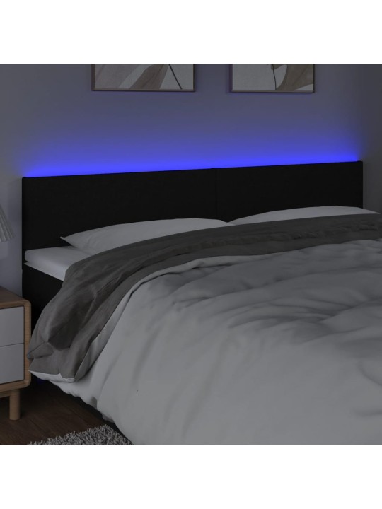 Gultas galvgalis ar led, 200x5x78/88 cm, melns audums