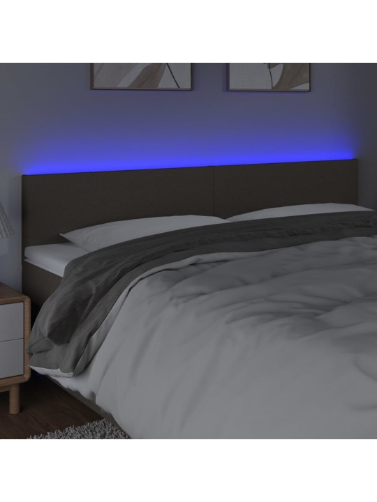Gultas galvgalis ar led, 200x5x78/88 cm, pelēkbrūns audums