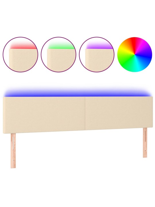 Gultas galvgalis ar led, 200x5x78/88 cm, krēmkrāsas audums