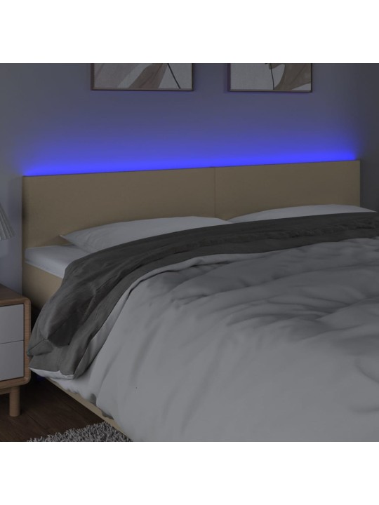 Gultas galvgalis ar led, 200x5x78/88 cm, krēmkrāsas audums