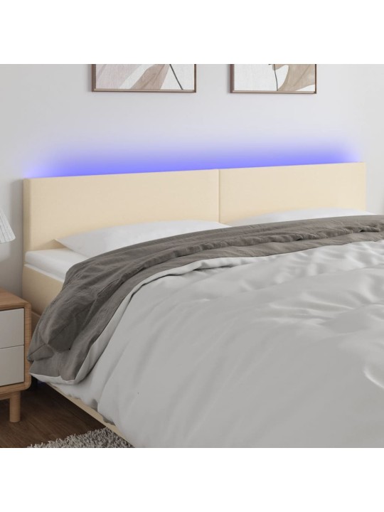 Gultas galvgalis ar led, 200x5x78/88 cm, krēmkrāsas audums
