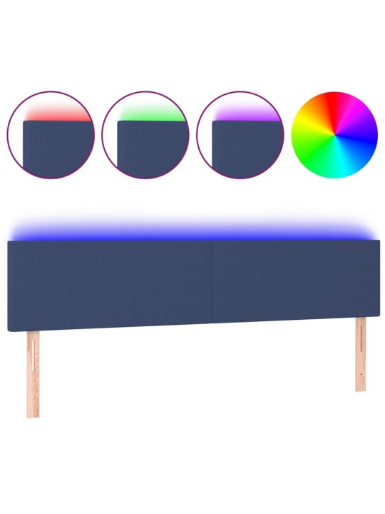 Gultas galvgalis ar led, 200x5x78/88 cm, zils audums