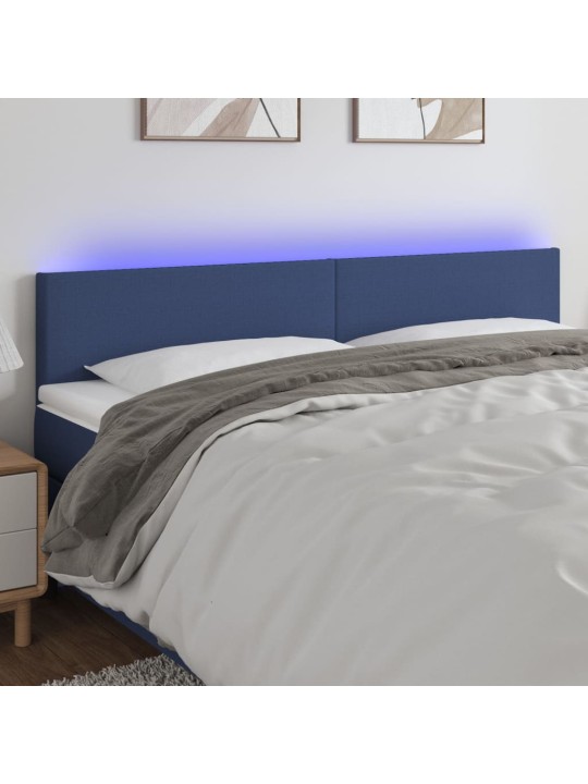 Gultas galvgalis ar led, 200x5x78/88 cm, zils audums