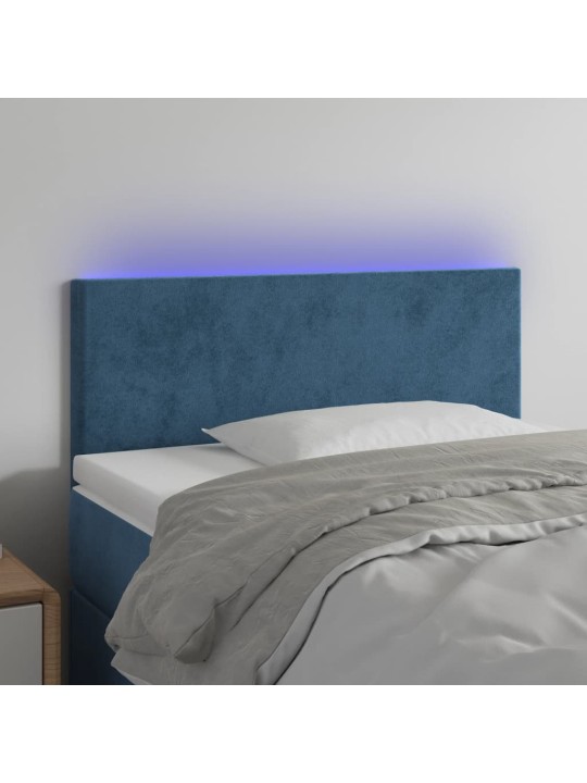 Gultas galvgalis ar led, 80x5x78/88 cm, tumši zils samts