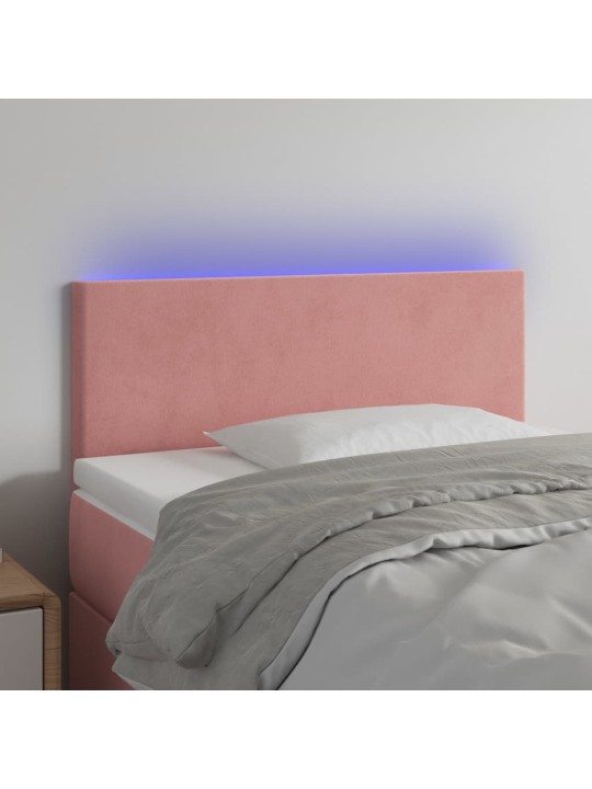 Gultas galvgalis ar led, 80x5x78/88 cm, rozā samts