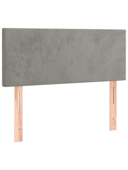 Gultas galvgalis ar led, 90x5x78/88 cm, gaiši pelēks samts