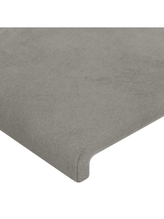 Gultas galvgalis ar led, 90x5x78/88 cm, gaiši pelēks samts