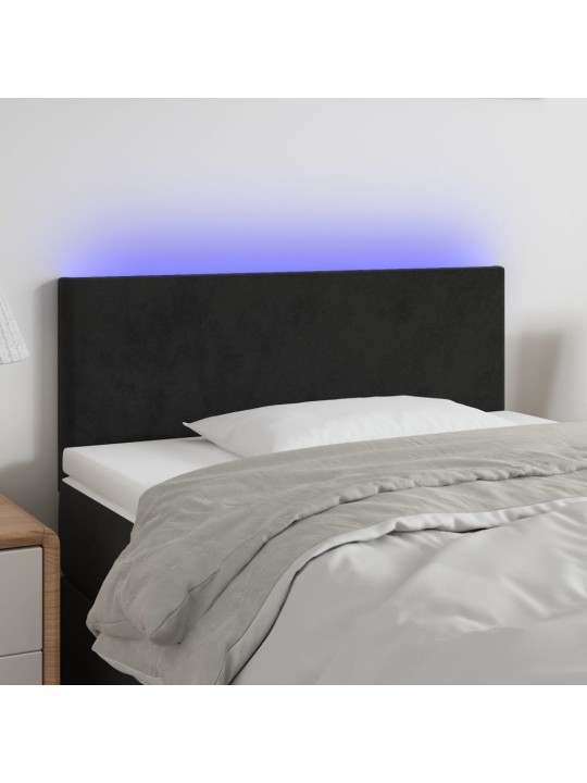 Gultas galvgalis ar led, 90x5x78/88 cm, melns samts