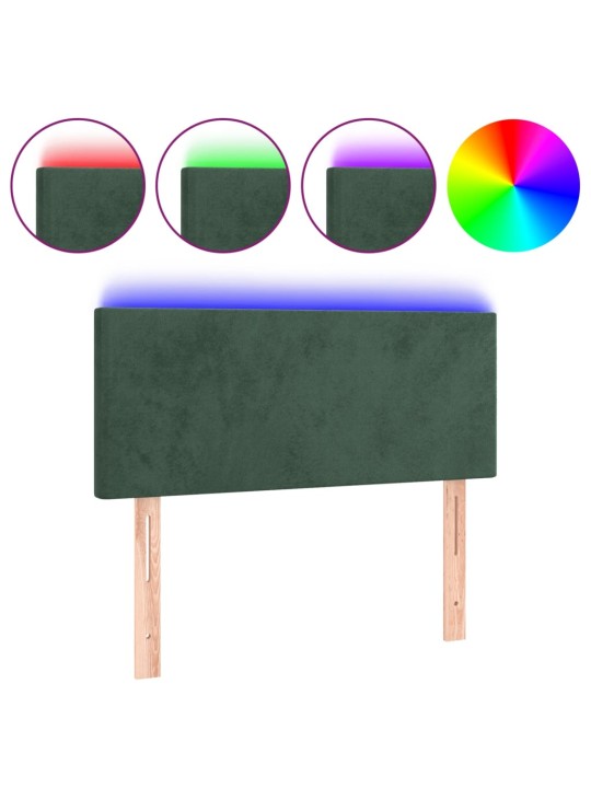 Gultas galvgalis ar led, 90x5x78 cm, tumši zaļš samts