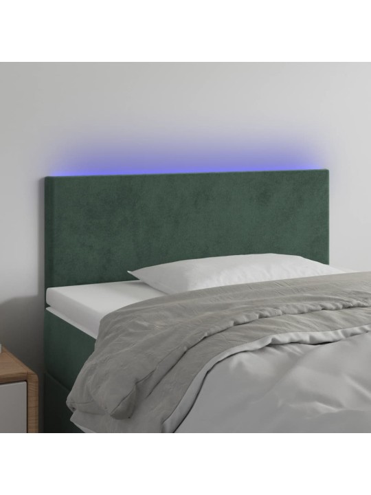 Gultas galvgalis ar led, 90x5x78 cm, tumši zaļš samts