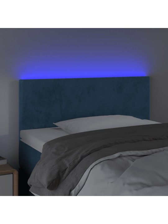 Gultas galvgalis ar LED, 90x5x78/88 cm, tumši zils samts