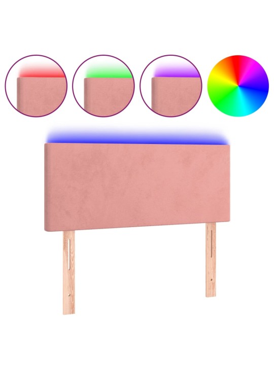 Gultas galvgalis ar led, 90x5x78/88 cm, rozā samts