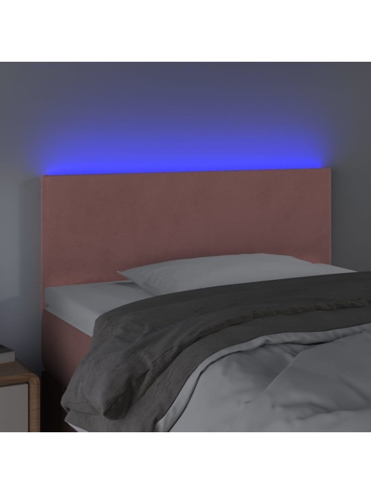 Gultas galvgalis ar led, 90x5x78/88 cm, rozā samts