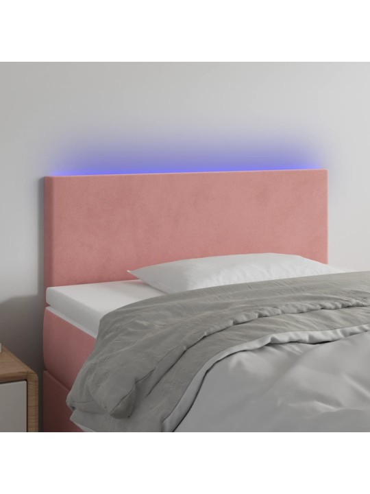 Gultas galvgalis ar led, 90x5x78/88 cm, rozā samts