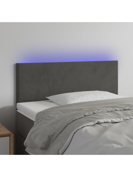 Gultas galvgalis ar LED, 100x5x78/88 cm, tumši pelēks samts