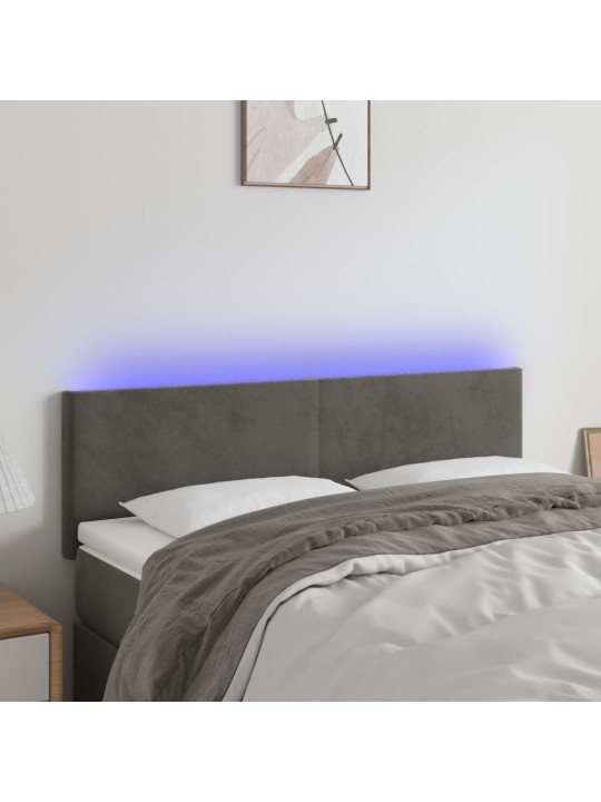 Gultas galvgalis ar LED, 144x5x78/88 cm, tumši pelēks samts