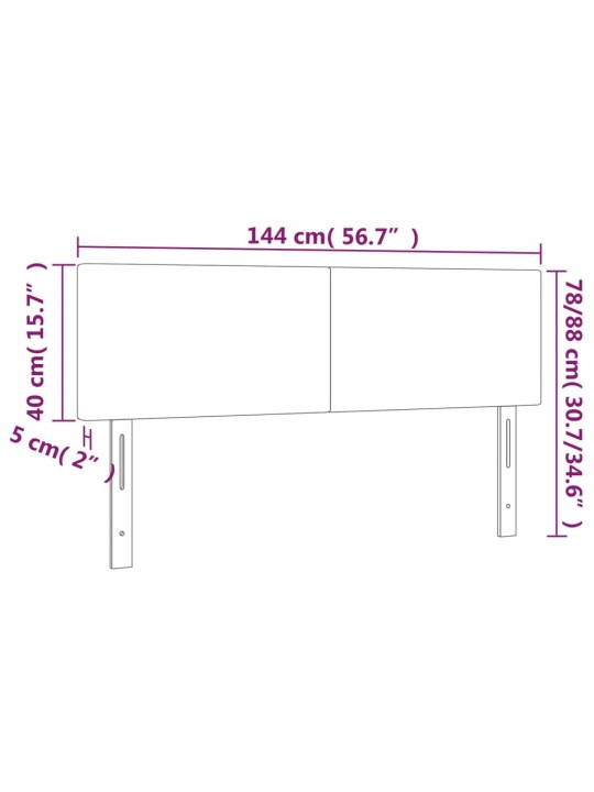 Gultas galvgalis ar LED, 144x5x78/88 cm, zils samts