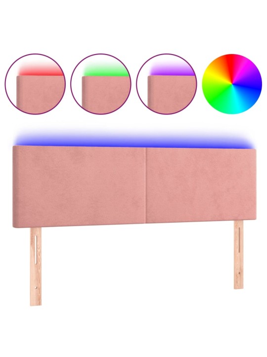 Gultas galvgalis ar led, 144x5x78/88 cm, rozā samts