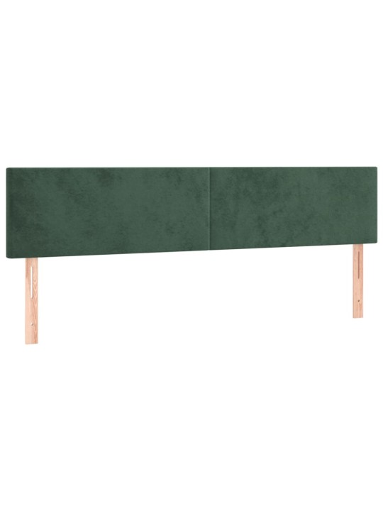 Gultas galvgalis ar LED, 160x5x78/88 cm, tumši zaļš samts