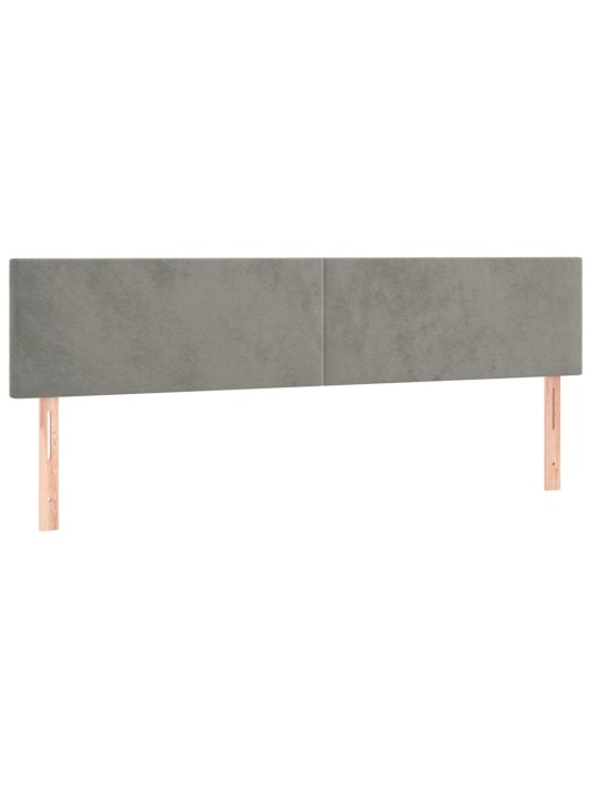 Gultas galvgalis ar LED, 180x5x78/88 cm, gaiši pelēks samts