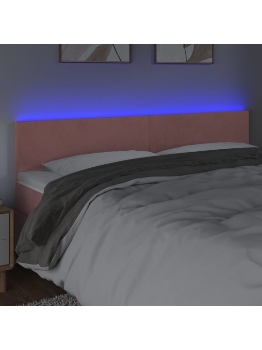 Gultas galvgalis ar led, 180x5x78/88 cm, rozā samts