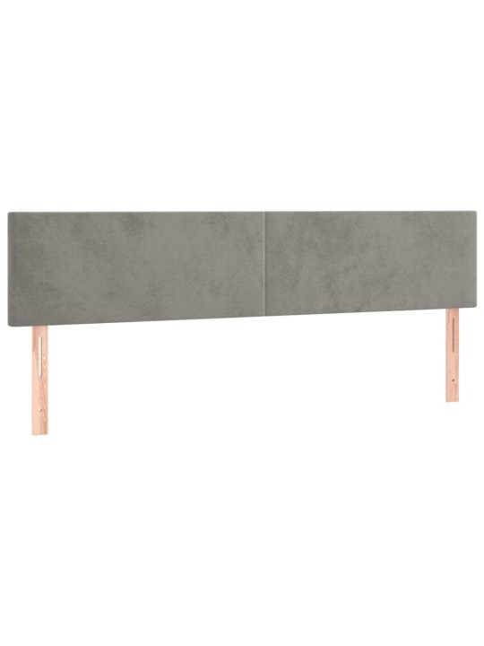 Gultas galvgalis ar led, 200x5x78/88 cm, gaiši pelēks samts