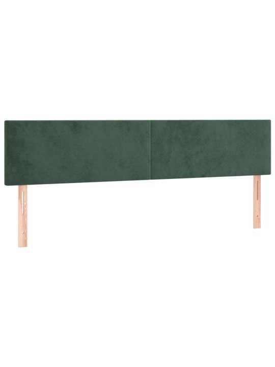 Gultas galvgalis ar led, 200x5x78/88 cm, tumši zaļš samts