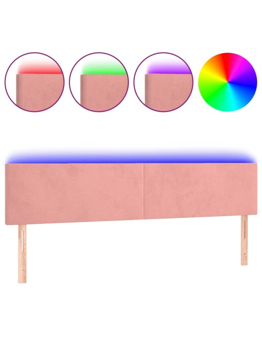 Gultas galvgalis ar led, 200x5x78/88 cm, rozā samts
