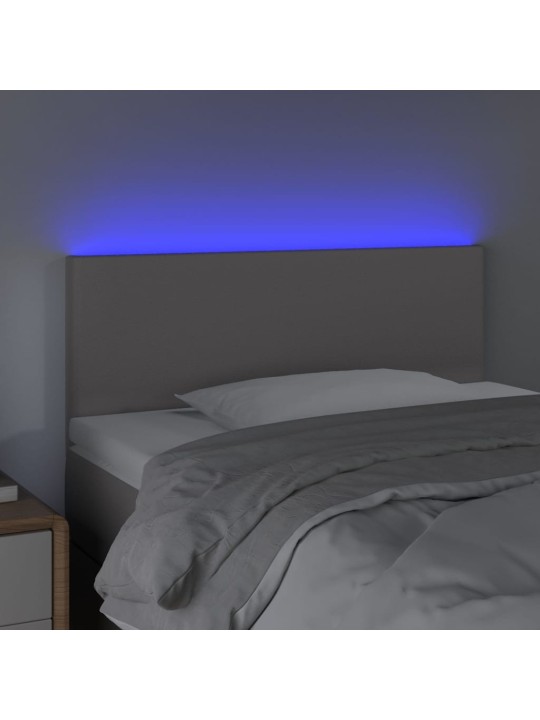 Gultas galvgalis ar led, 80x5x78/88 cm, pelēka mākslīgā āda