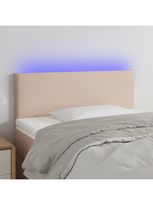 Gultas galvgalis ar led, 80x5x78/88 cm, kapučīno mākslīgā āda