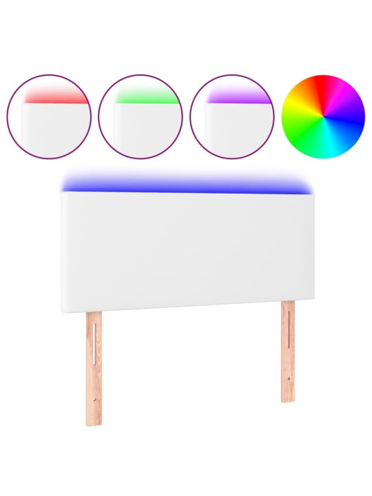 Gultas galvgalis ar led, 90x5x78/88 cm, balta mākslīgā āda