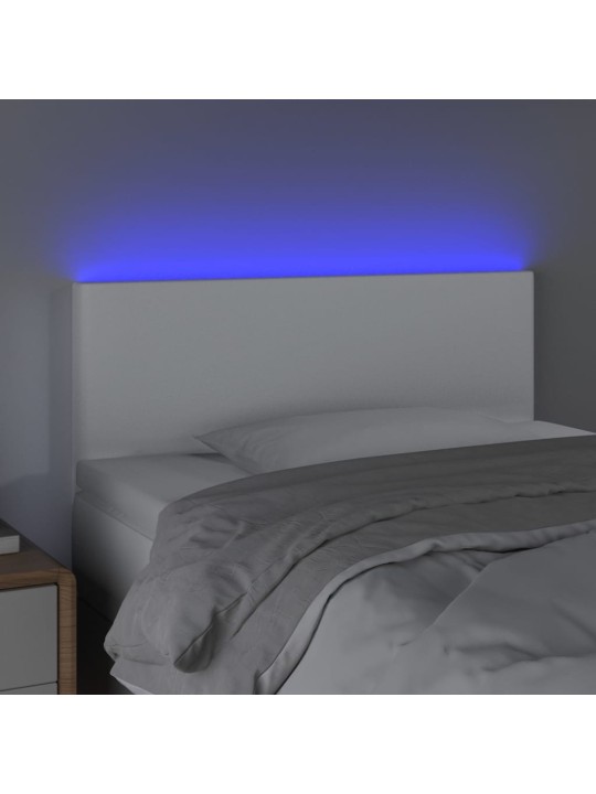 Gultas galvgalis ar led, 90x5x78/88 cm, balta mākslīgā āda