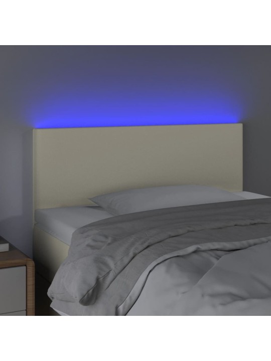 Gultas galvgalis ar led, 90x5x78/88 cm, krēmkrāsas mākslīgā āda