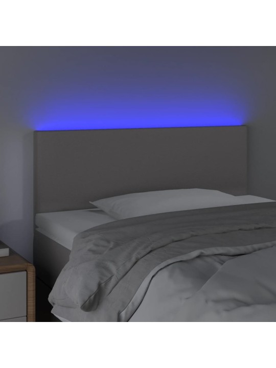Gultas galvgalis ar led, 90x5x78/88 cm, pelēka mākslīgā āda